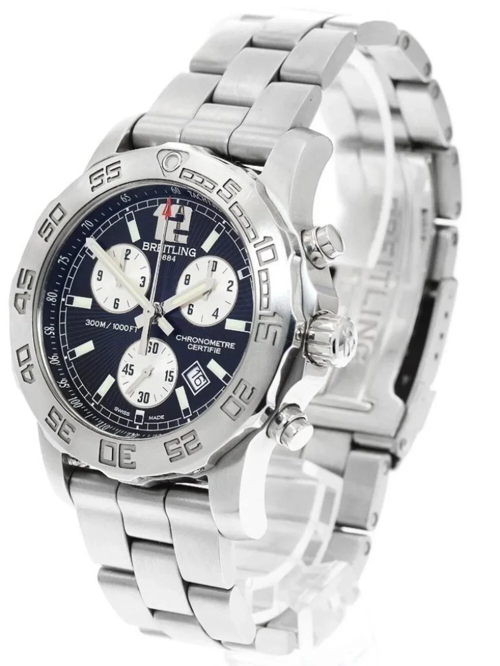 BREITLING Colt A73387 Chronograph Black / Silver Dial Quartz Men's Watch_964214